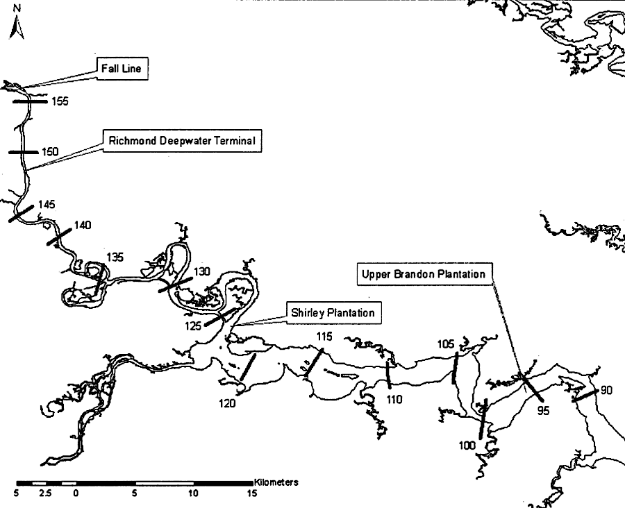 shad once spawned heavily in the James River upstream of Shirley Plantation to just above the fall line