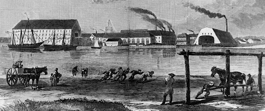 fishing with a net for shad in the Potomac River at the Washington Navy Yard in 1861