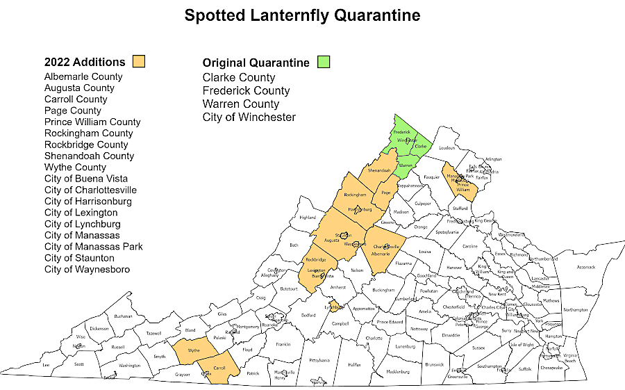the quarantine established in 2019 to control spread of the spotted lanternfly failed, and was dropped in 2025