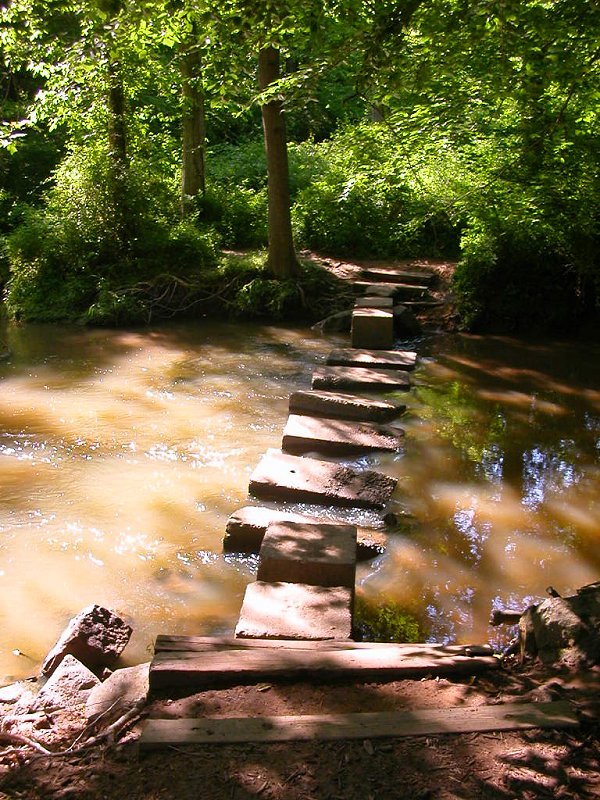modern foot crossing of Big Rocky Run at Eleanor Lawrence Park, near Centreville