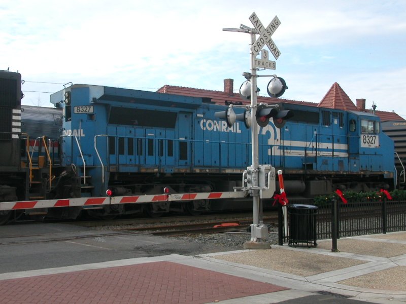 locomotive of Conrail, a fallen flag railroad, at Manassas train station