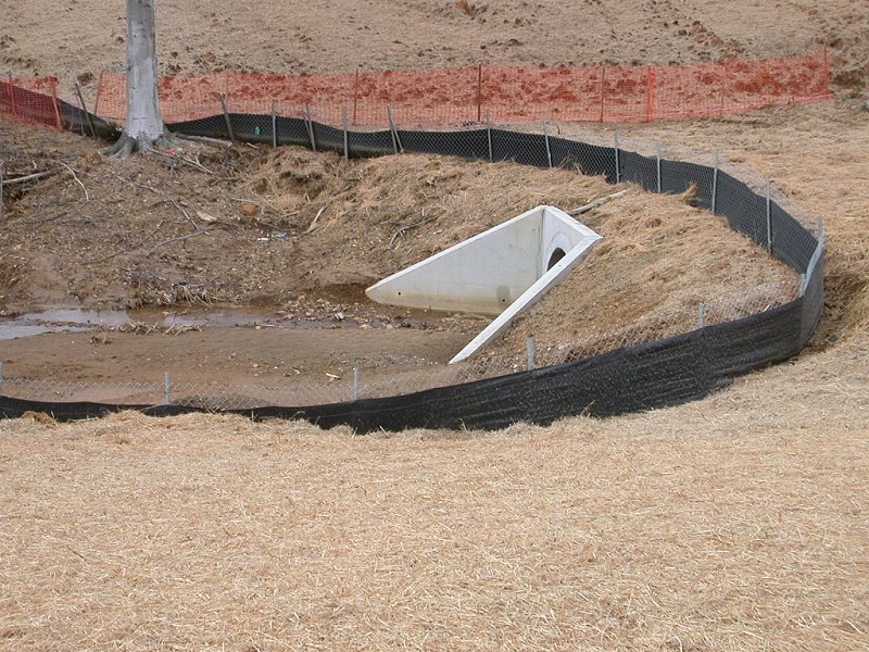 temporary silt fence at construction site