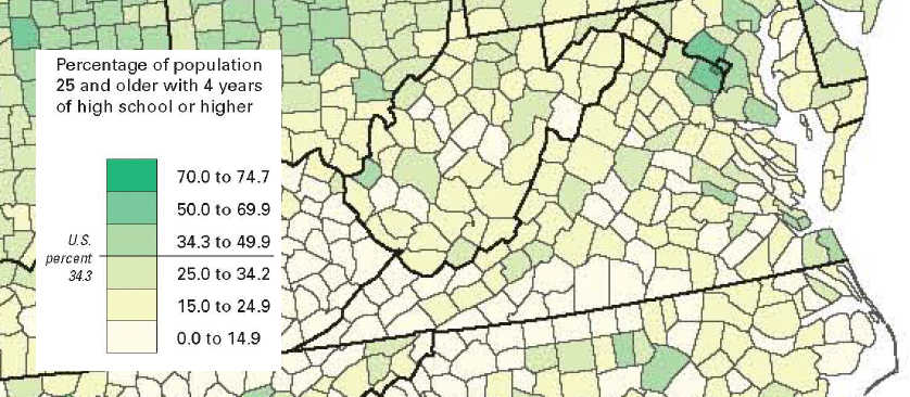 educational attainment - percentages who graduated from high school/college in 1950