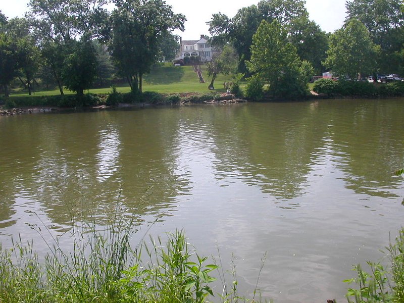 Rappahannock River looking south from Ferry Farm, where George Washington supposedly threw a silver dollar across the river