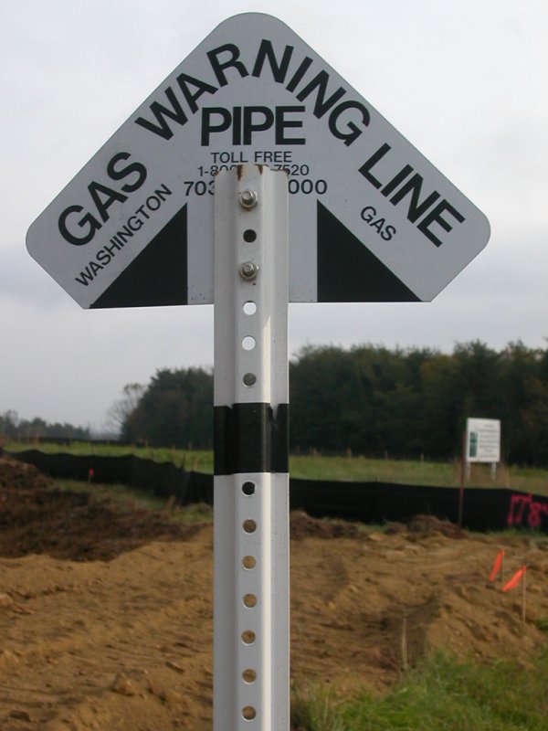 gas pipeline at Route 29, just east of Bull Run Post Office Road