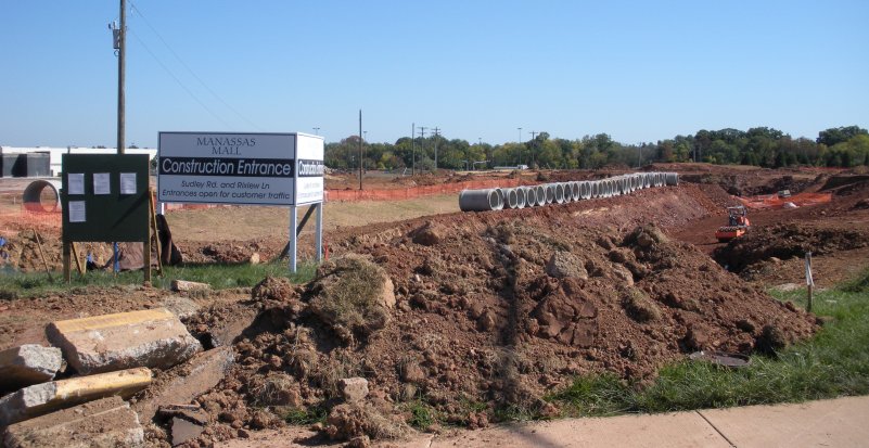 purple/redTriassic sediments exposed at Manassas Mall during Super WalMart construction