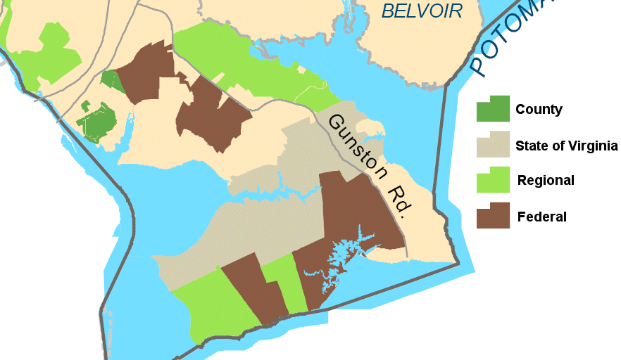 complex pattern of parkland ownership on Mason Neck