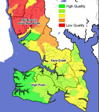 water quality on the undeveloped peninsula is far better than the area transected by I-95