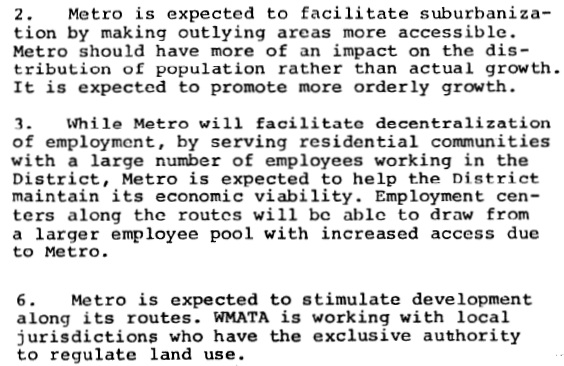 Metro land use impacts, in 1975 Environmental Impact Statement