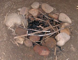 Native American fire ring inside house