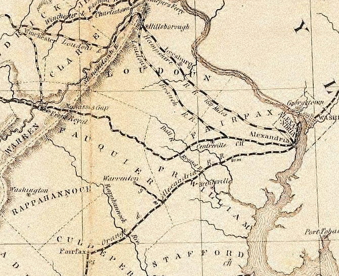 1858 map of the rail roads of Northern Virginia