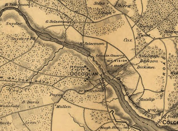Occoquan in 1862, as depicted on McDowell's map