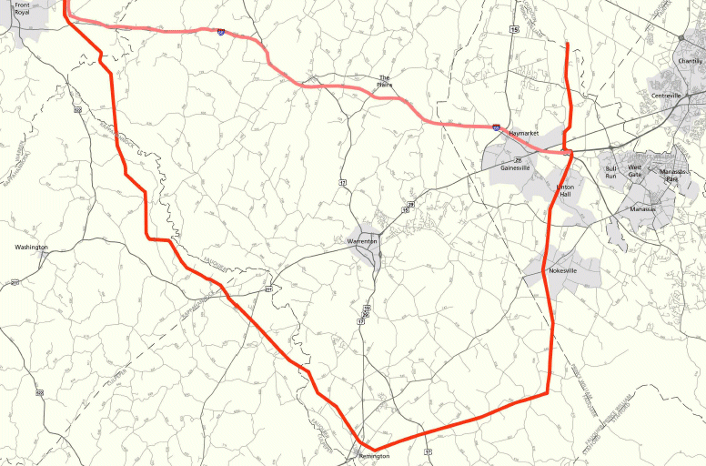 alternate and proposed route of proposed new powerline to Loudoun County
