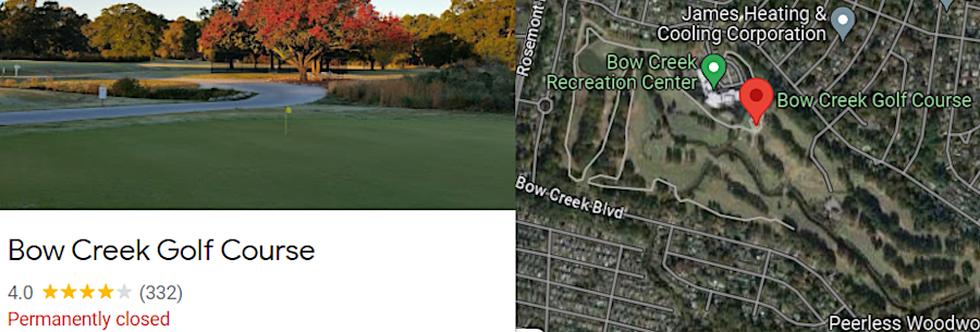 Bow Creek Golf Course closed in 2022