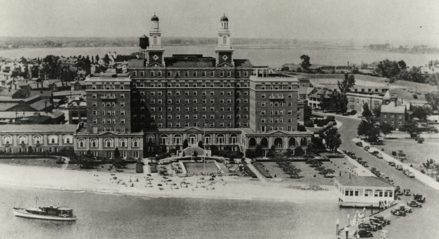 the second version of the Chamberlin Hotel, shown here during the 1930's, was converted into a retirement home after the 2001 terror attacks triggered increased security on military bases