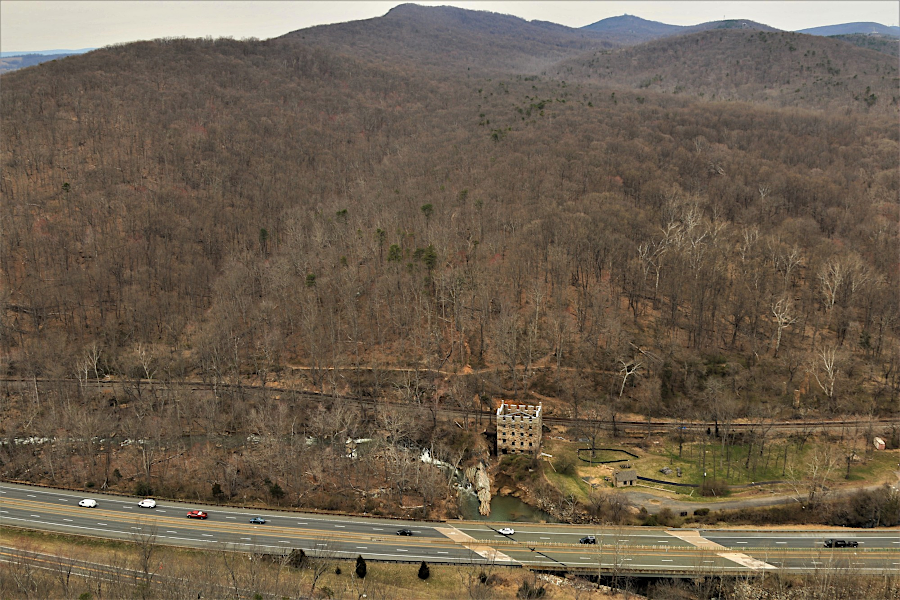 ruins of the Chapman/Beverley Mill lie between Bull Run Mountains Natural Area Preserve and I-66 