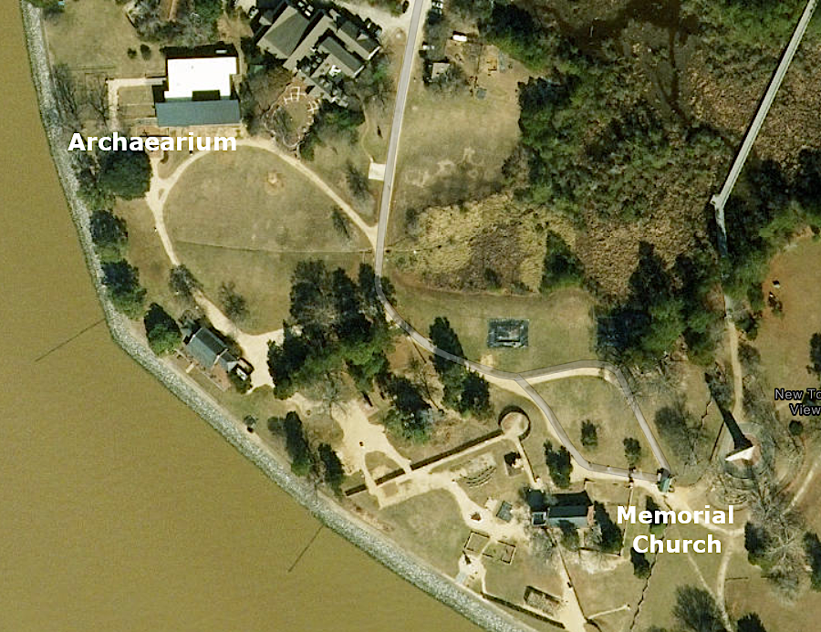 paths through the field in front of the Archaearium are blocked by intermittent flooding