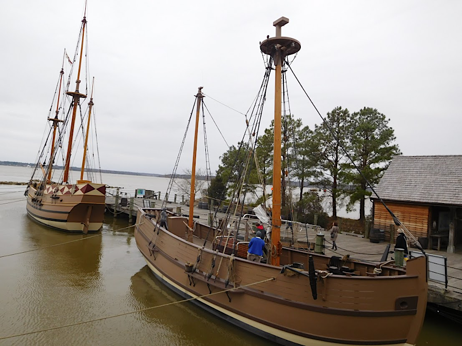 Jamestown Settlement exhibits recreations of the three ships that arrived in 1607