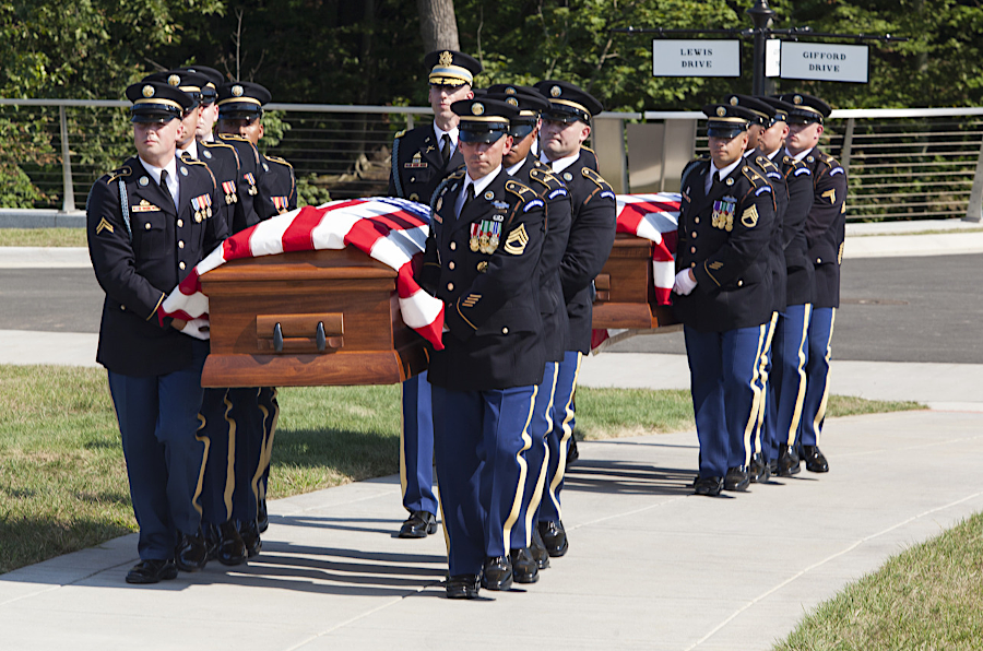 buring two soldiers at Arlington National Cemetery, after discovery during 2018 archeological dig of Civil War surgeon's burial pit