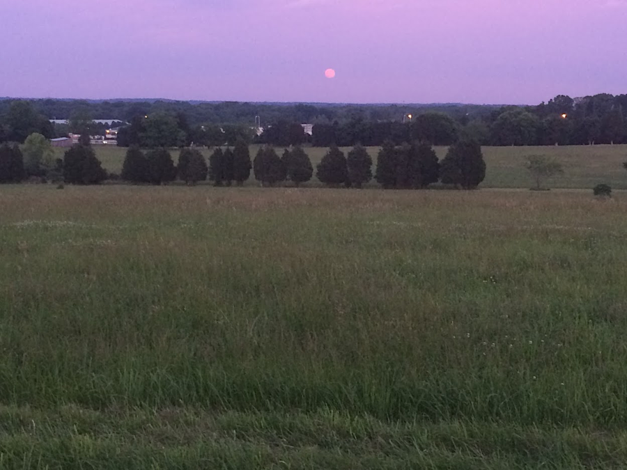 full moon rising at Manassas Battlefield, looking towards future site of I-66 ramps