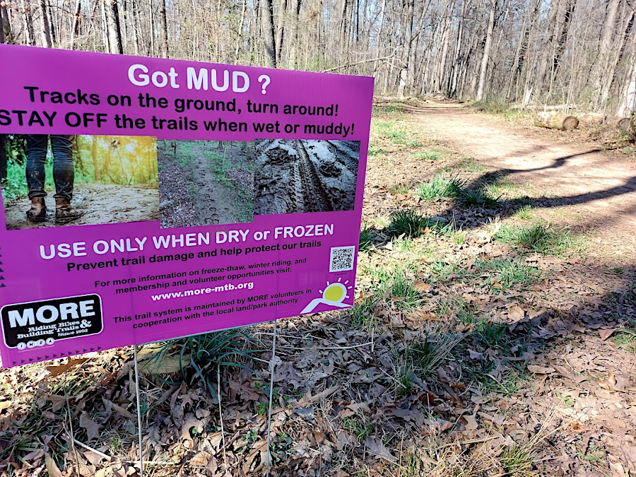 mountain bikers maintain the trails at Conway Robinson State Forest (Prince William County)