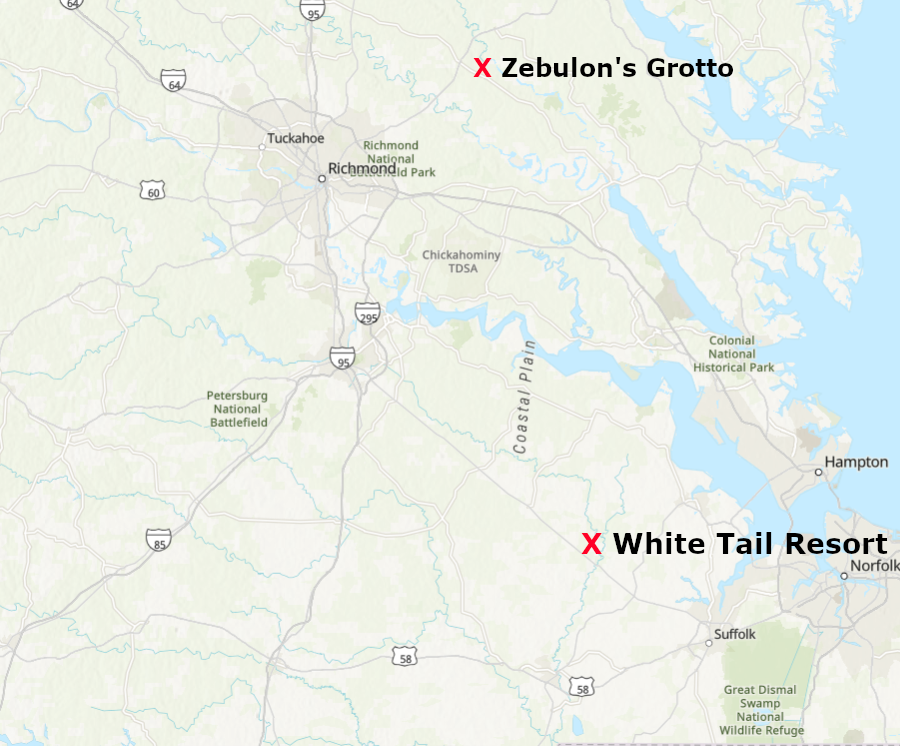 there are two landed camp naturist resorts in Virginia