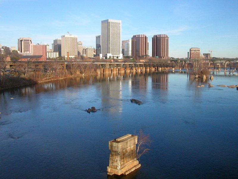 modern skyline of Richmond - once the capital of the Confederacy and a major slave market