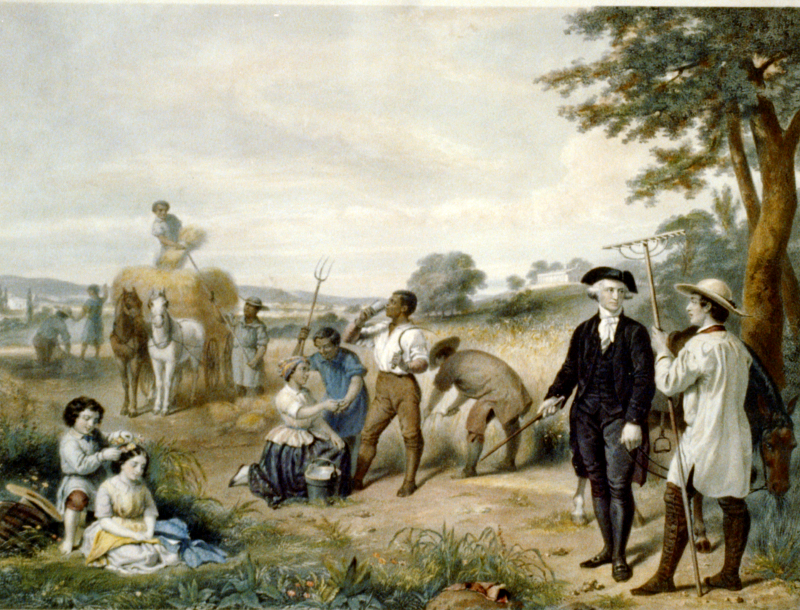 George Washington, a farmer with his slaves
