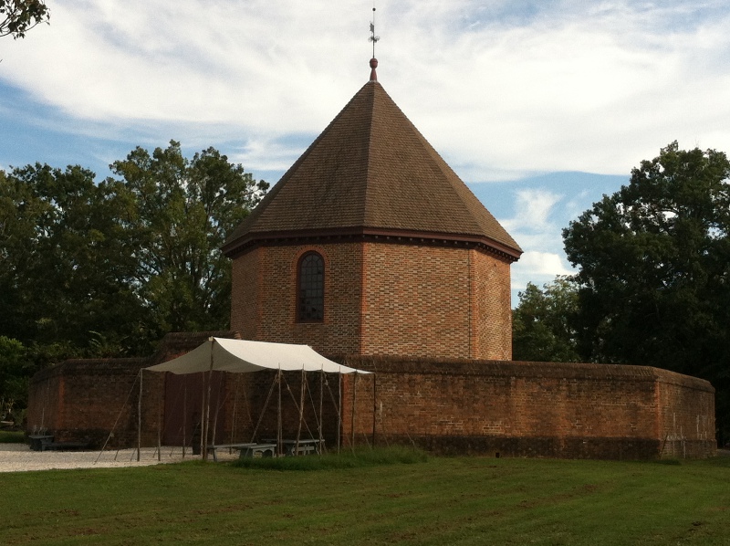 reconstructed powder magazine at Colonial Williamsburg
