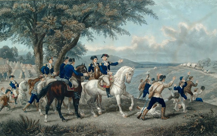 George Washington rode his grey horse Blueskin (shown above) on long trips, but preferred the more even-tempered, chestnut-colored horse Nelson for battle