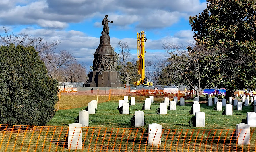 preparing to remove the Confederate Memorial in Section 16 (December 18, 2023)