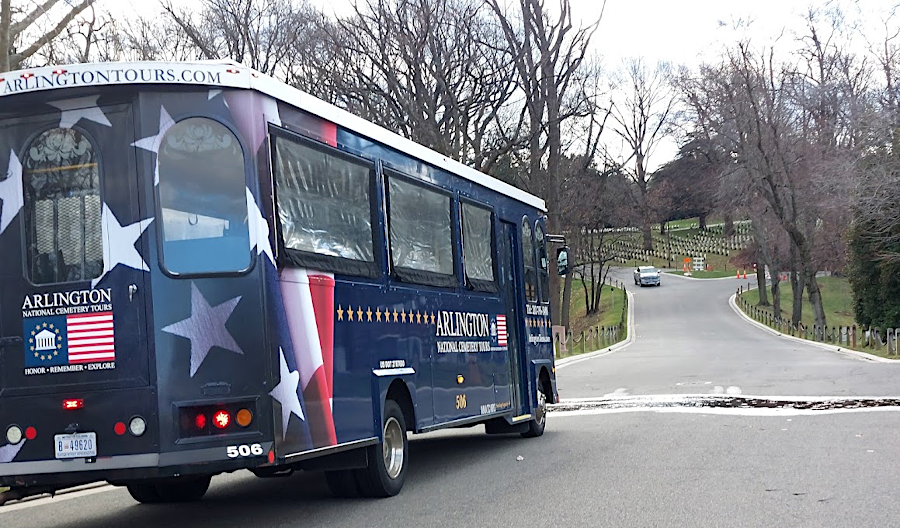 tour buses use the road network within Arlington National Cemetery