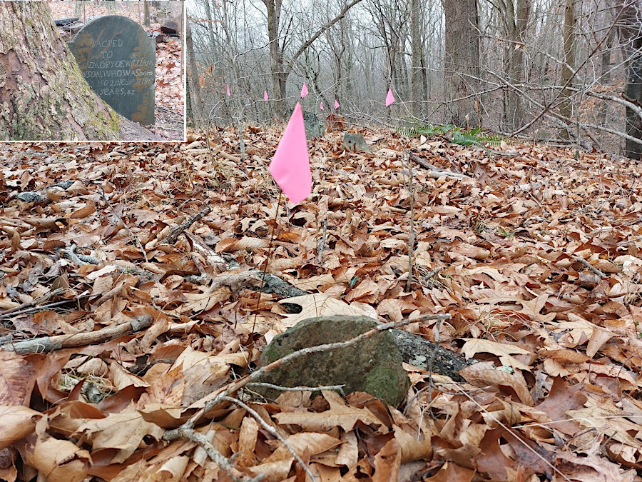 at the Dawson cemetery in Bull Run Mountain Natural Area Preserve, the Virginia Outdoor Foundation has identified many graves without carved headstones