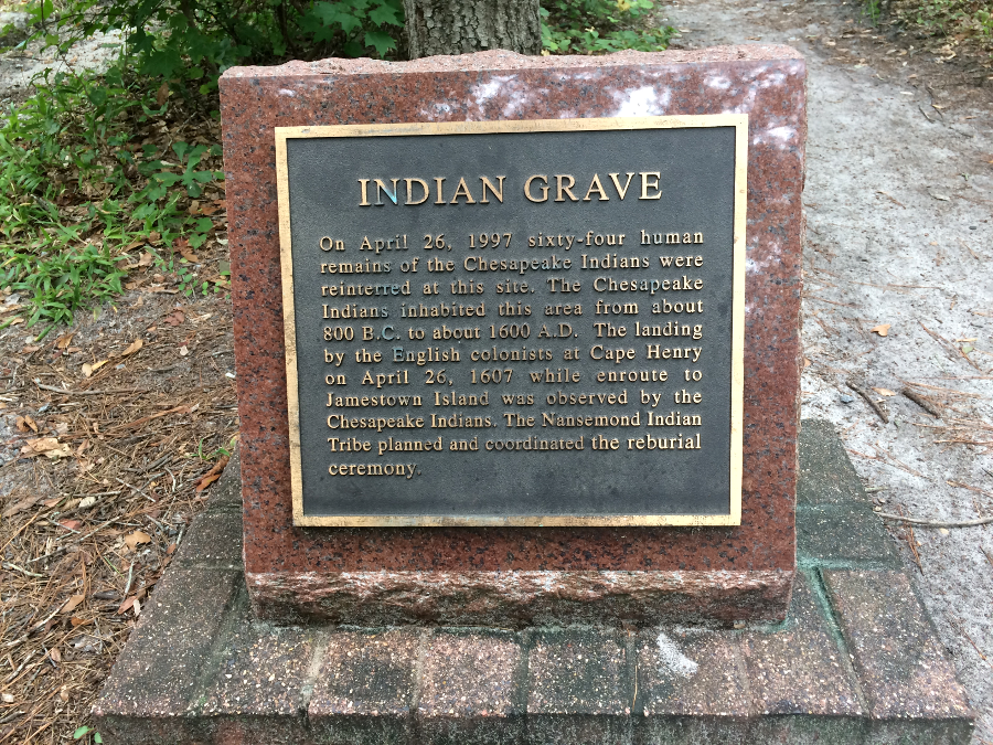 64 members of the Chesapeake tribe were reburied at First Landing State Park in 1997