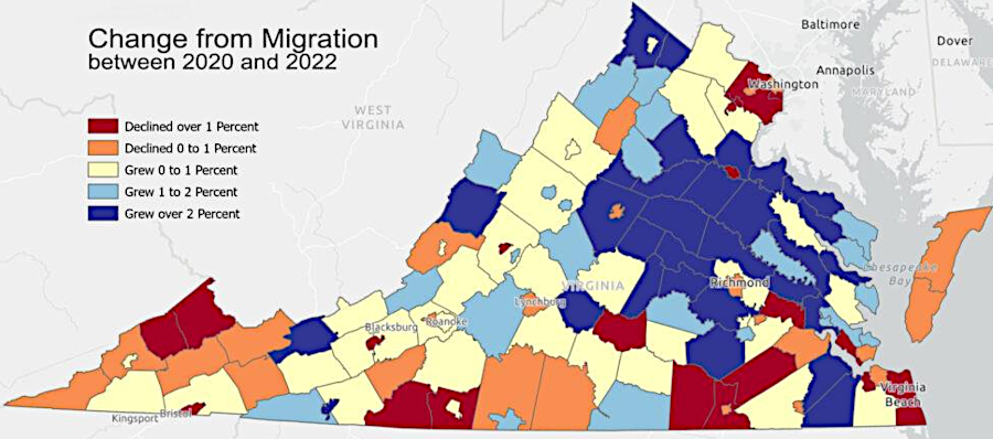 Fairfax County lost population in the years right after the COVID-19 pandemic