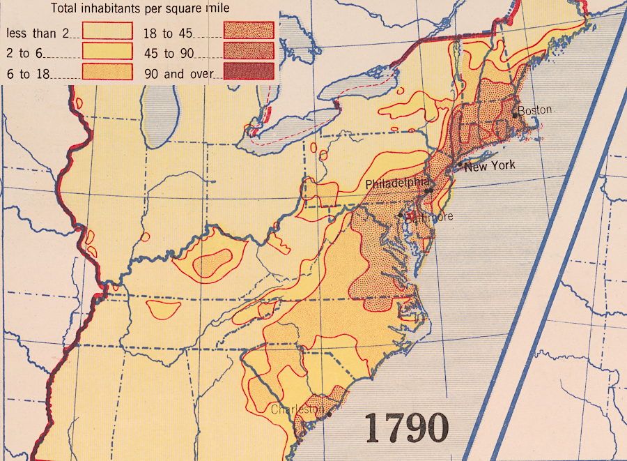 population density in 1790