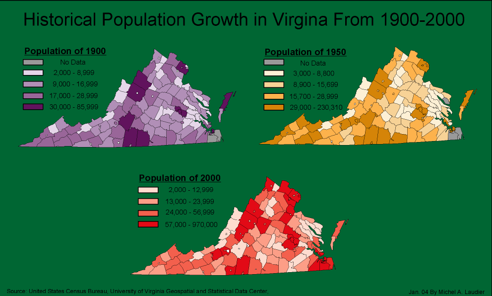 historical population growth, 1900-2000