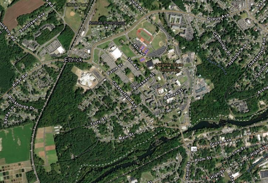 VSU is located at Ettrick in Chesterfield County, just north of Petersburg