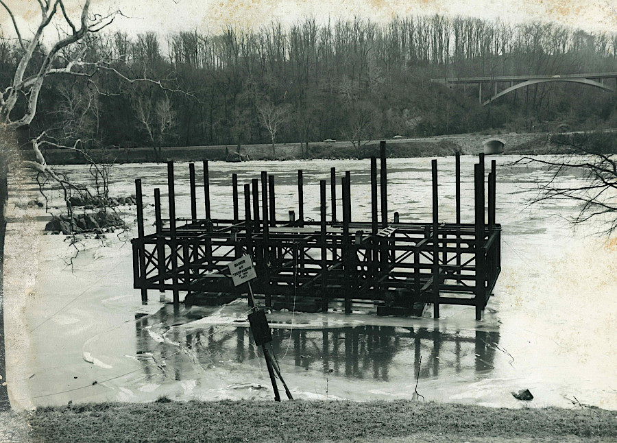 piers for the Three Sisters Bridge were built before the project was cancelled; in 1972, Hurricane Agnes washed them away