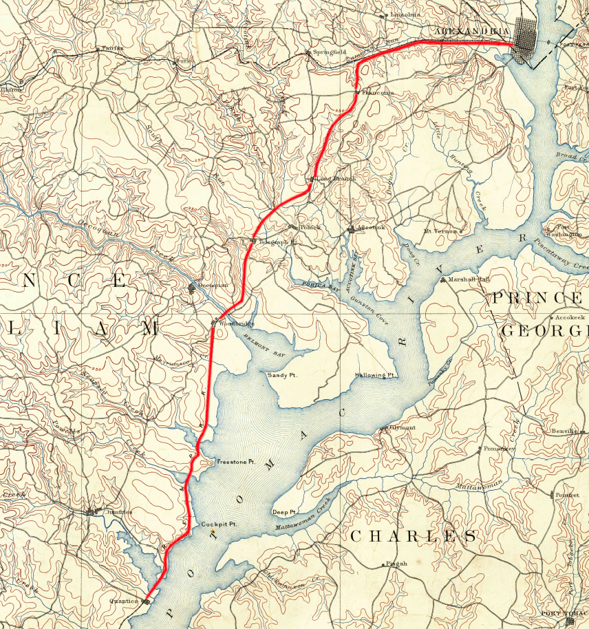 the Pennsylvania Railroad arranged for the Alexandria and Fredericksburg Railway to build from Alexandria south to Quantico in 1872