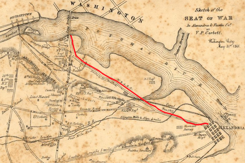 at the start of the Civil War, the Alexandria and Washington Railroad ran from Long Bridge to Alexandria, with no direct track connection to any other railroad
