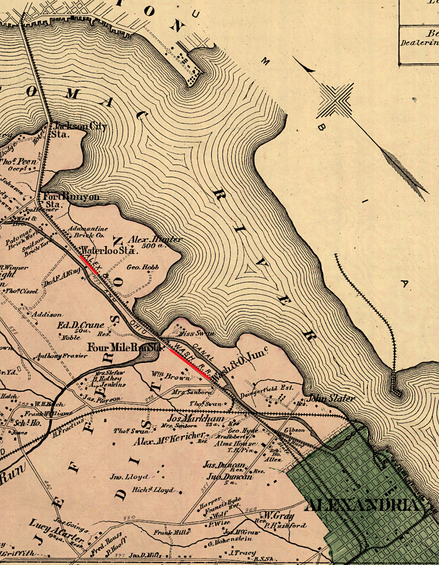 the route of the Alexandria and Washington Railroad has been used by different railroads since 1857