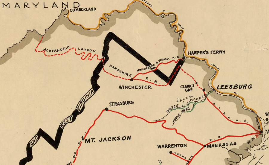 the Alexandria, Loudoun and Hampshire Railroad planned to cross the Blue Ridge at Clarks Gap