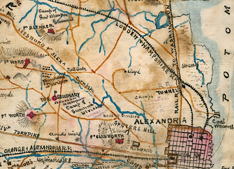 at the start of the Civil War in 1861, the Alexandria, Loudoun and Hampshire Railroad did not connect with the other two railroads inside Alexandria