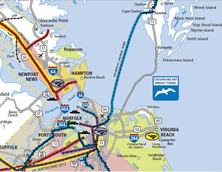 the Bay Coast Railroad once floated rail cars between Little Creek and Cape Charles