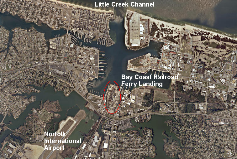 the Bay Coast Railroad floated rail cars across the water from the Eastern Shore to a railyard on Little Creek near the Norfolk International Airport