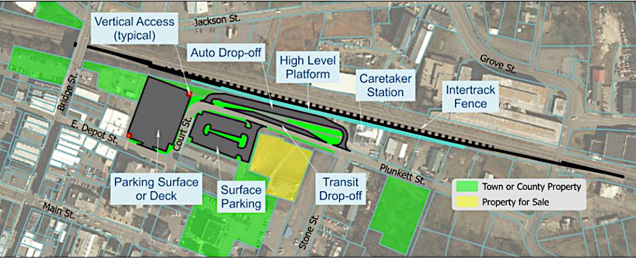 Bedford officials preferred the option of placing a new Amtrak station next to the courthouse