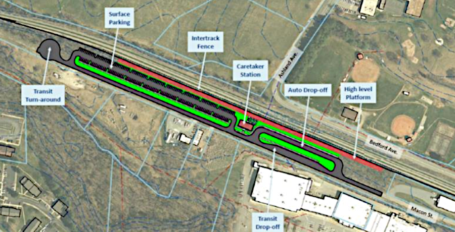 the Macon Street East (Merchants) site was chosen in part because there was a stretch of straight track there