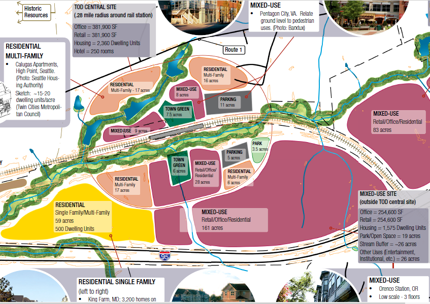 high-density development with a new passenger train station has been proposed at Carmel Church in Caroline County