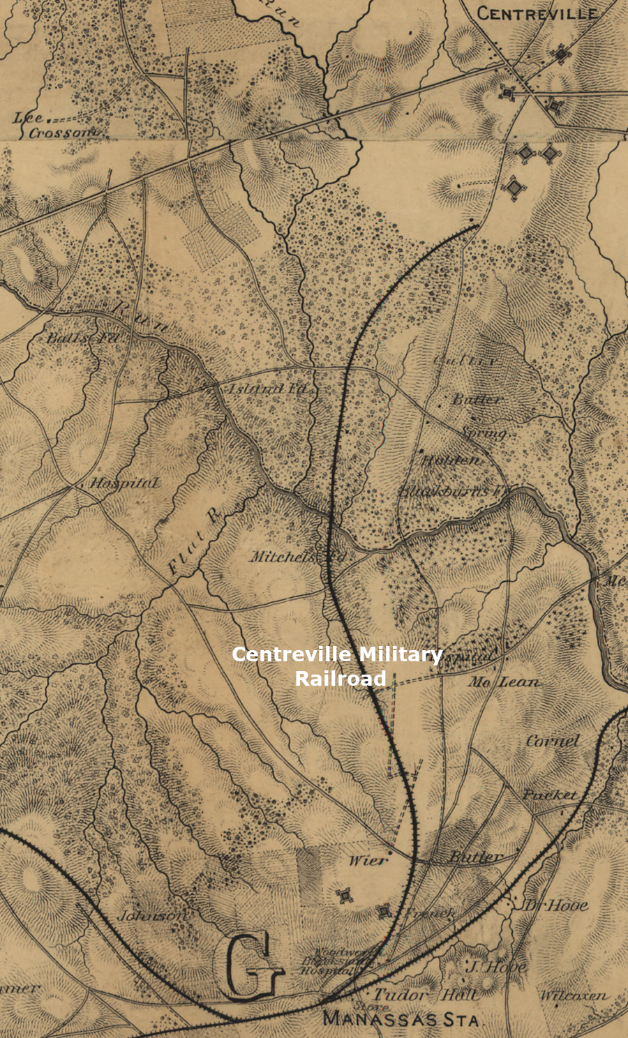 the Centreville Military Railroad brought supplies from Manassas Junction to Centreville